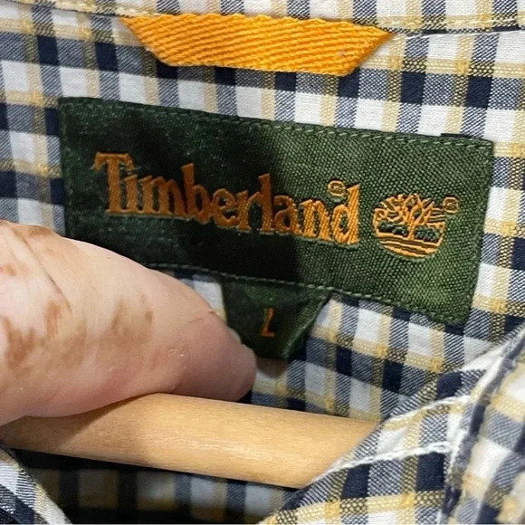 Mens Timberland Sz  Large Yellow,Tan,Black Plaid Long Sleeve Button Down Shirt - Picture 4 of 10
